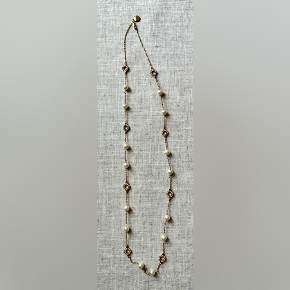 J. Crew Gold Pearl & Rhinestone Necklace